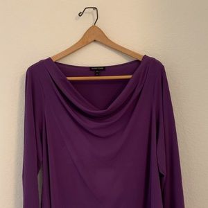 Purple Eileen Fisher long-sleeve silk blouse